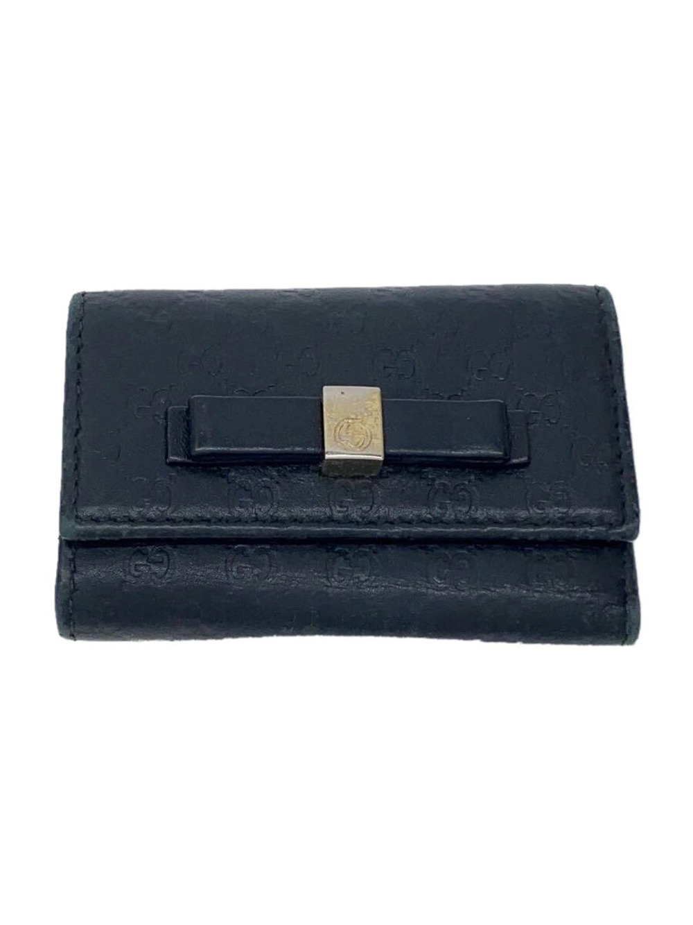 Gucci Key Case Wallet Microguccissima Faux Leather Black All over